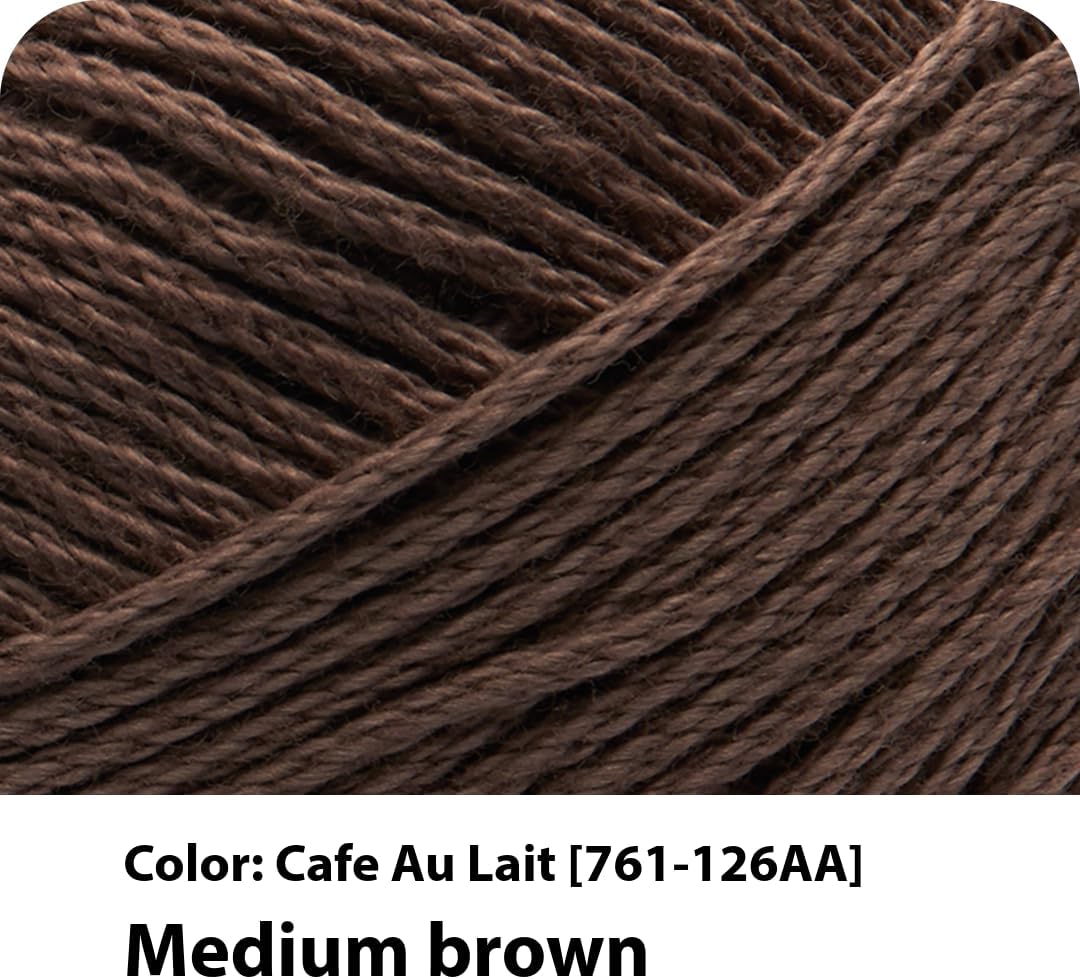 Lion Brand Yarn Cotton Yarn, 100 Percent Cotton, Coffee with Milk