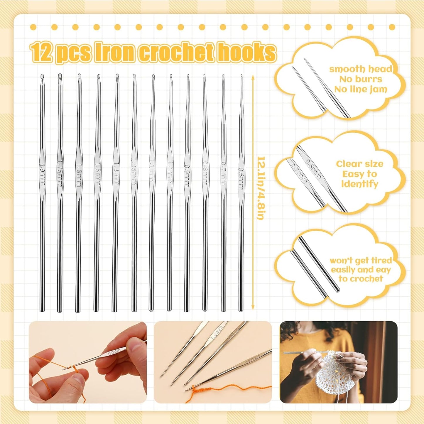 IMZAY 54 Pcs Crochet Needles Set, Crochet Hooks Kit with Storage Case, Ergonomic Knitting Needles