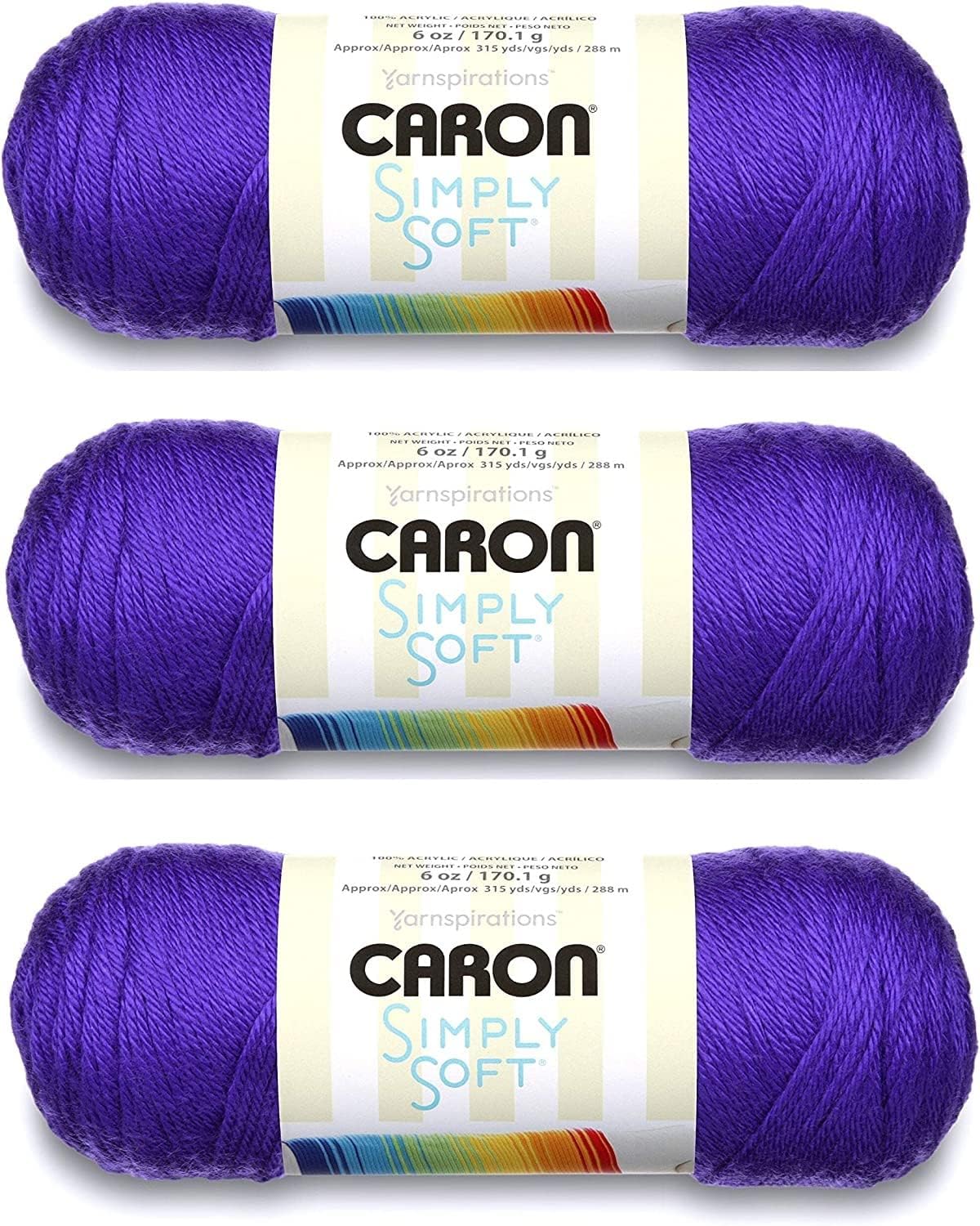 Caron Simply Soft Knitting Yarn, 3 Pieces
