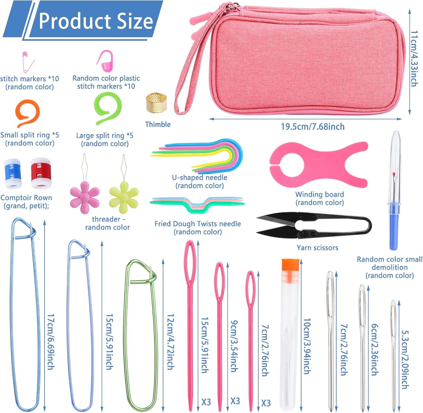 IMZAY 90Pcs Crochet Hooks Set - Crochet Hooks, Stitch Markers, Blunt Needles and Accessories