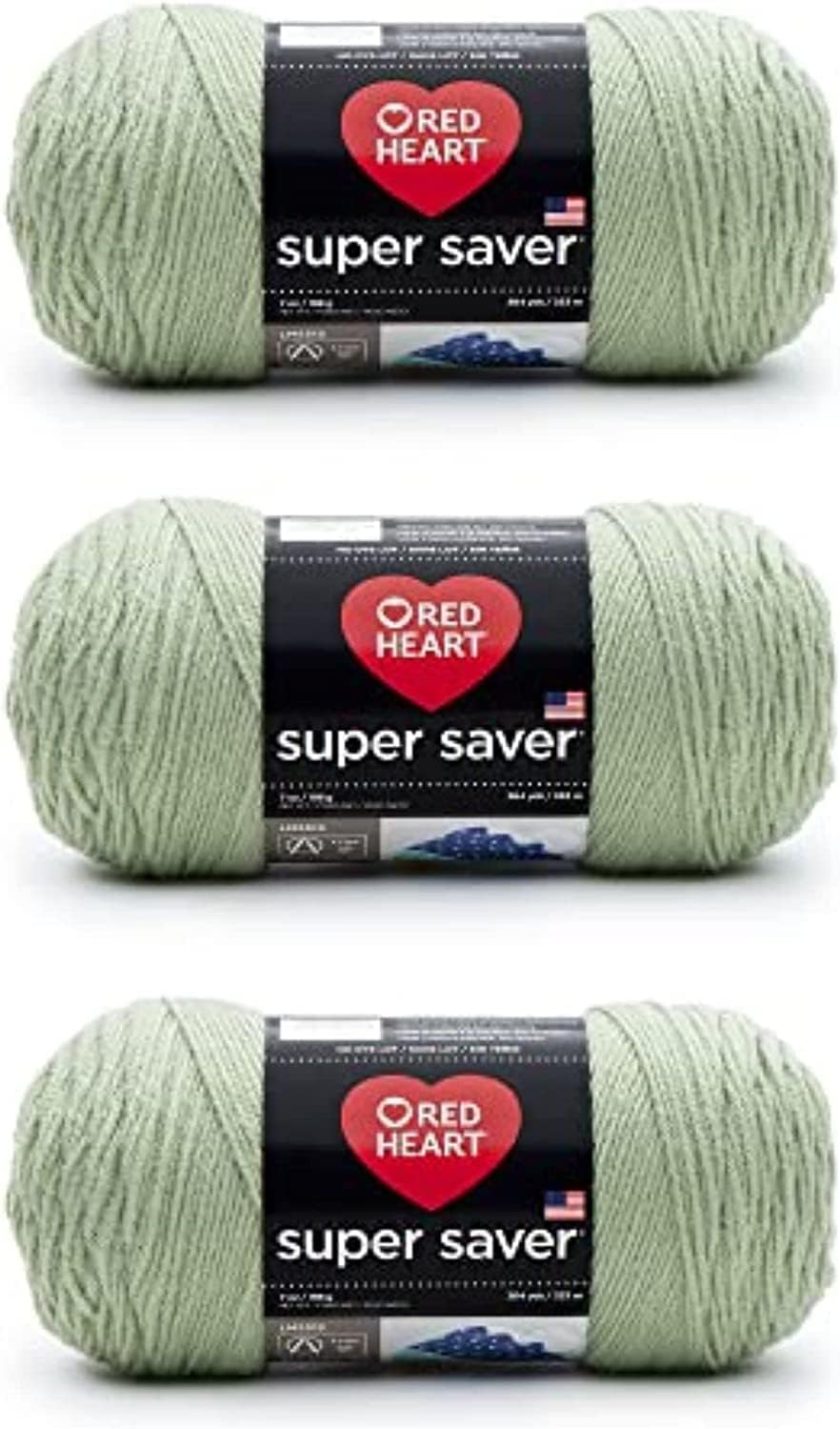 Red Heart Super Saver Pack of 3 - Frosty Green - Acrylic Worsted Weight Yarn