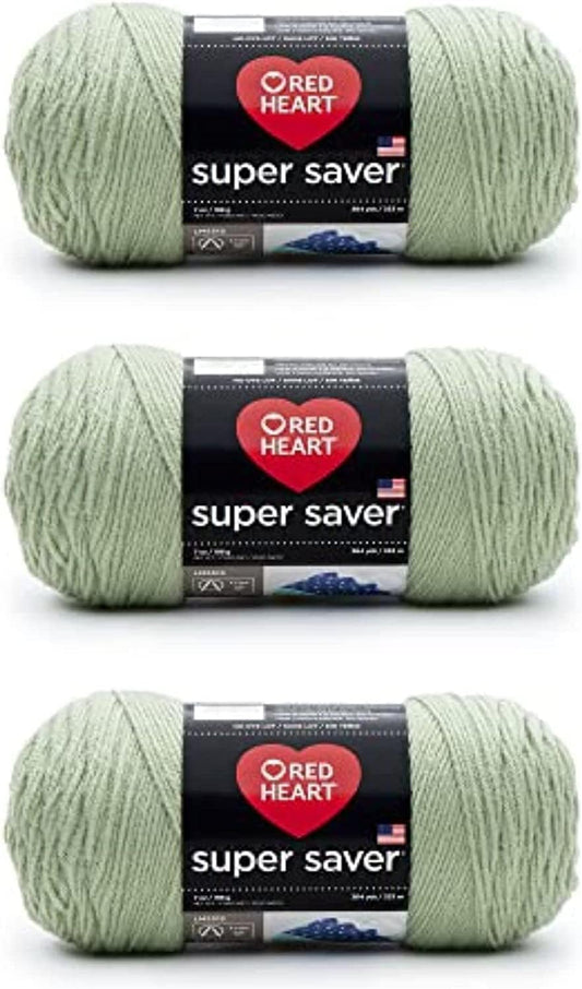 Red Heart Super Saver Pack of 3 - Frosty Green - Acrylic Worsted Weight Yarn