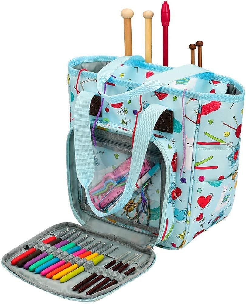 Coopay Craft Bag for Crochet Knitting, Yarn Organizer Travel Storage Bag