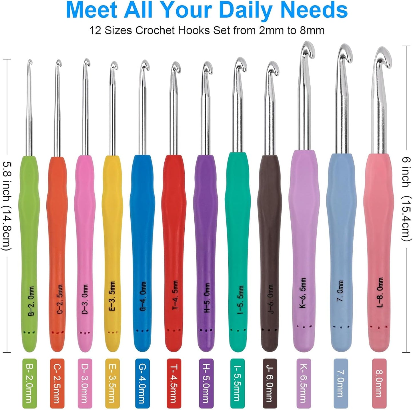 Crochet Hooks Set 51 Pack Knitting Kit, 12 Sizes Crochet Hooks with Case and Accessories