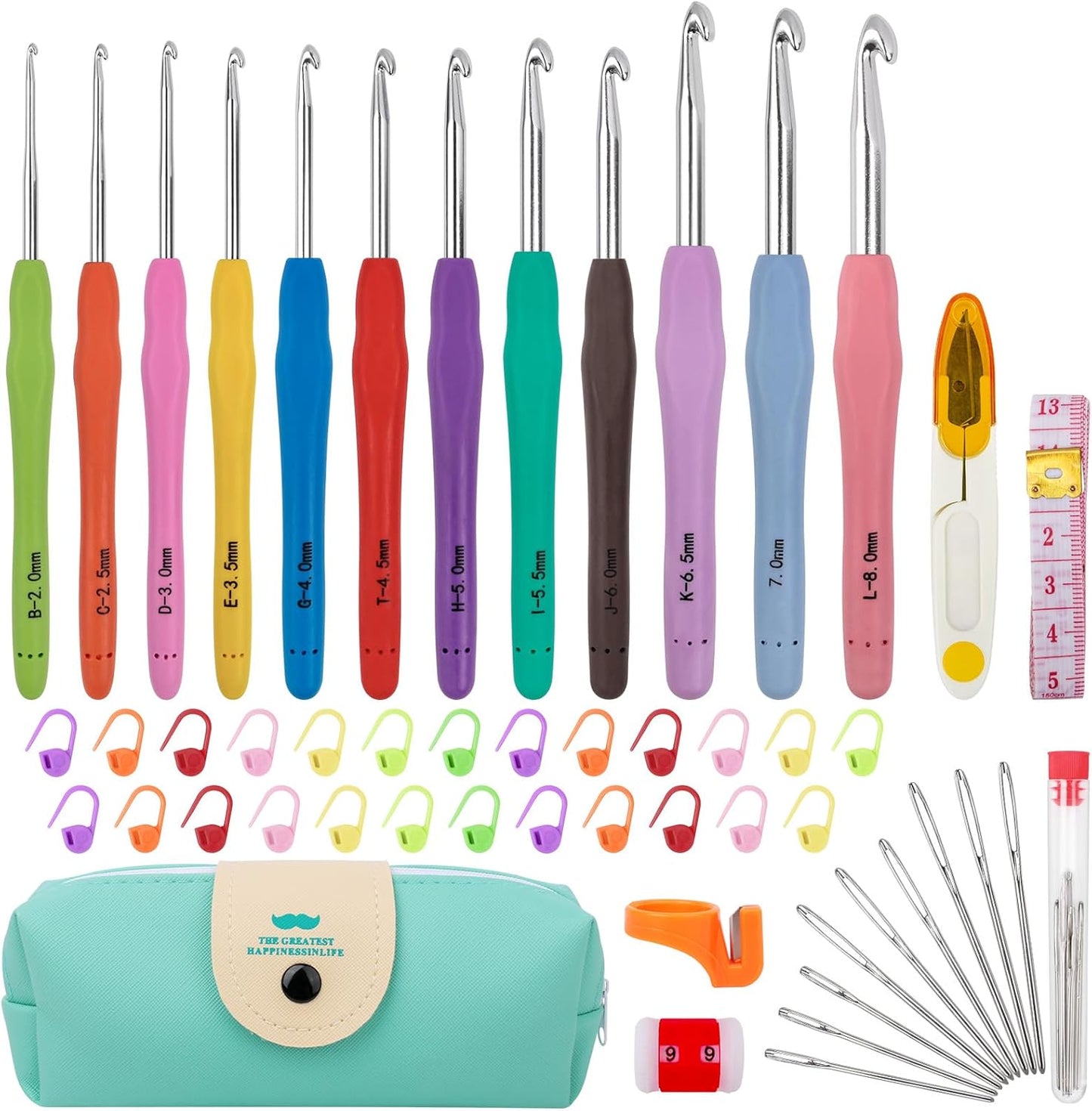 Crochet Hooks Set 51 Pack Knitting Kit, 12 Sizes Crochet Hooks with Case and Accessories