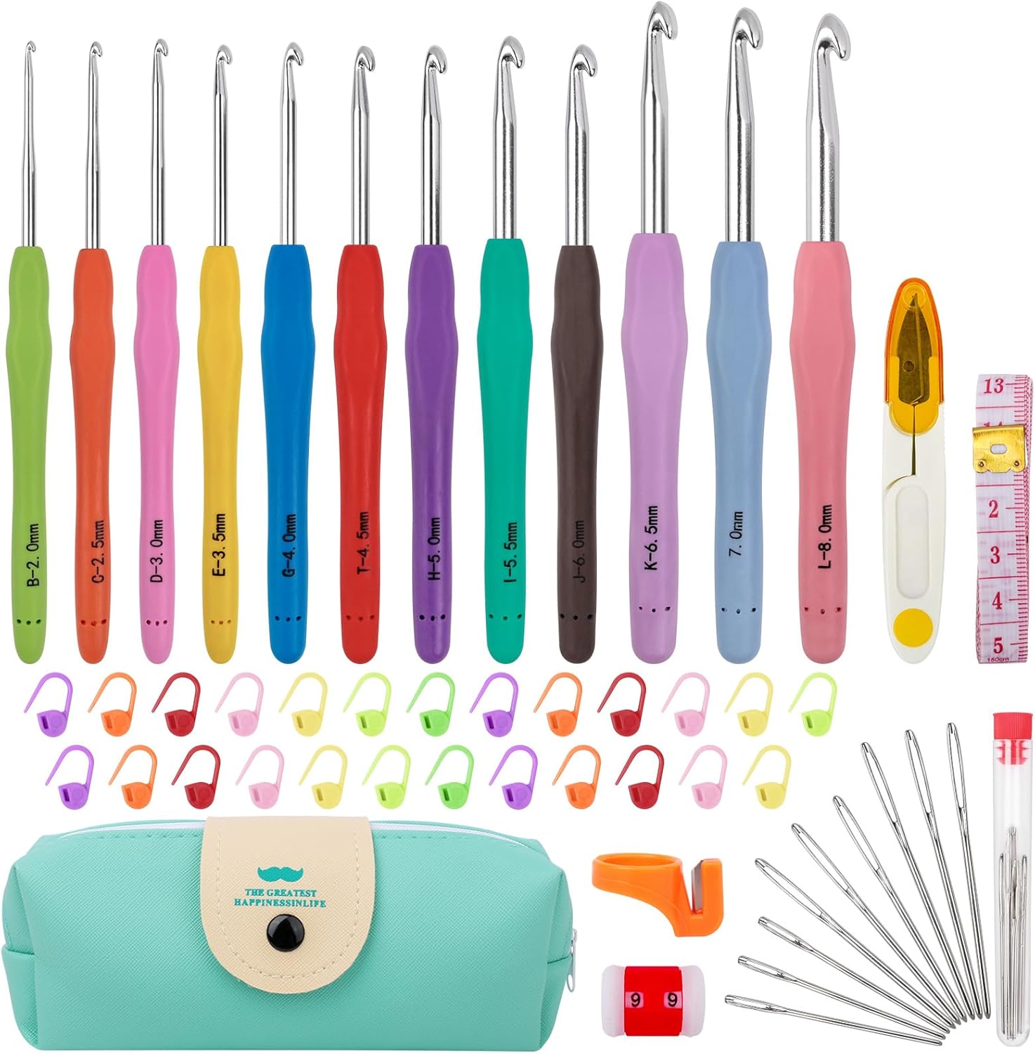 Crochet Hooks Set 51 Pack Knitting Kit, 12 Sizes Crochet Hooks with Case and Accessories