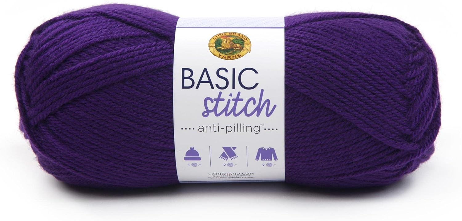 Lion Brand Yarn Basic Stitch Anti-Pilling Worsted Weight Yarn for Knitting and Crochet