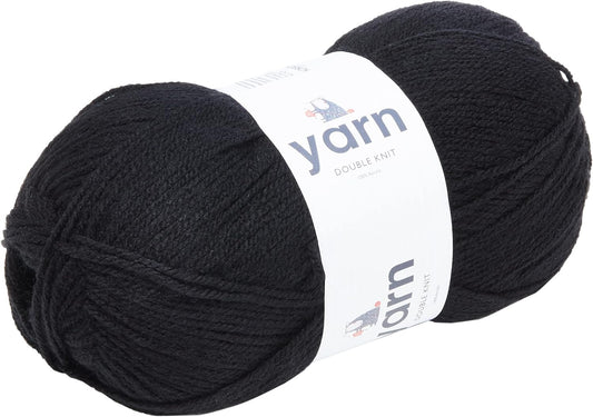 KORBOND DK Black Yarn - 100g Acrylic Wool - Lightweight Hypoallergenic Knitting Yarn
