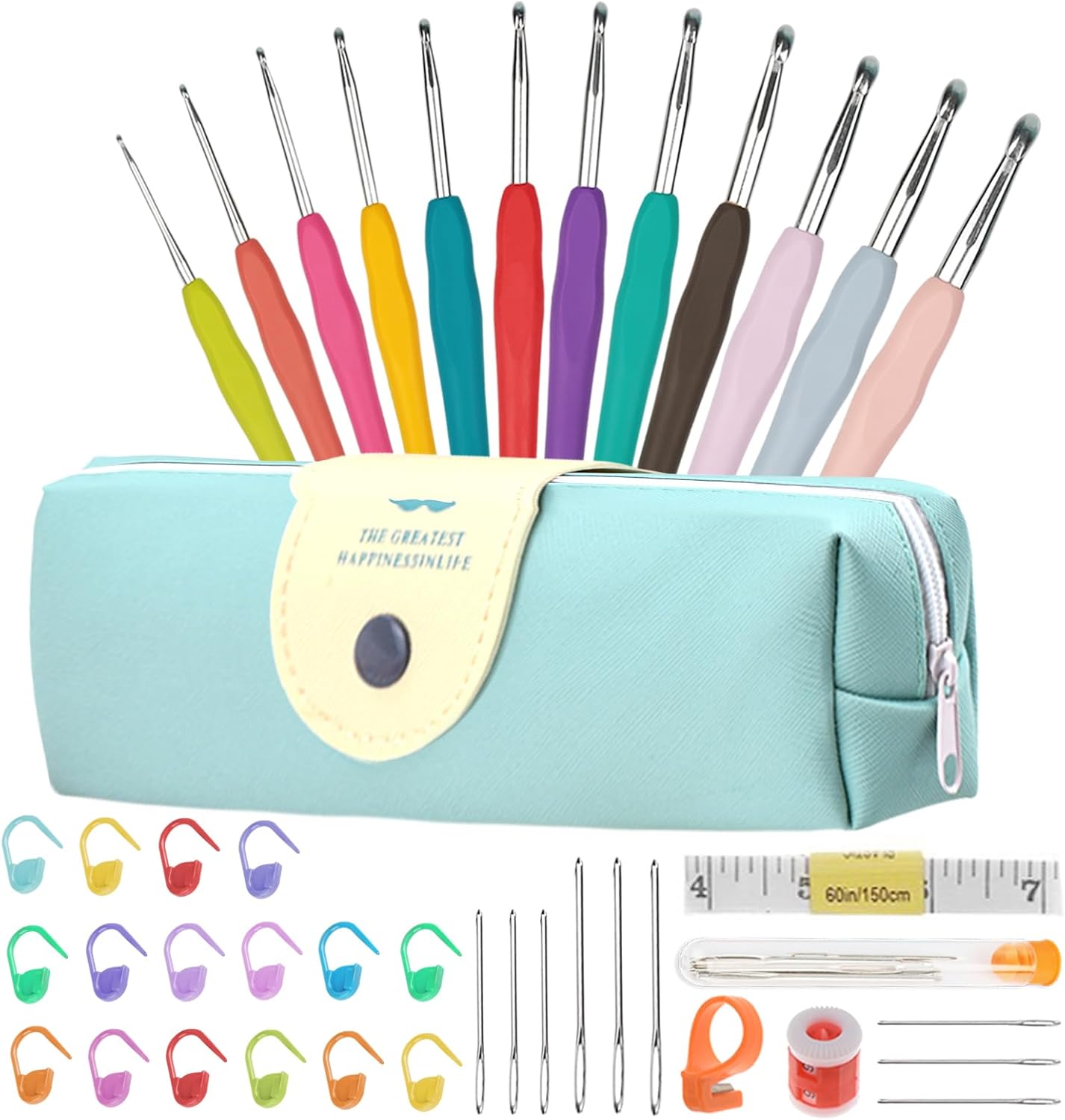 41 Pack Crochet Hooks Set, Knitting Accessories Tools with Case, Aluminum Ergonomic Soft Grip