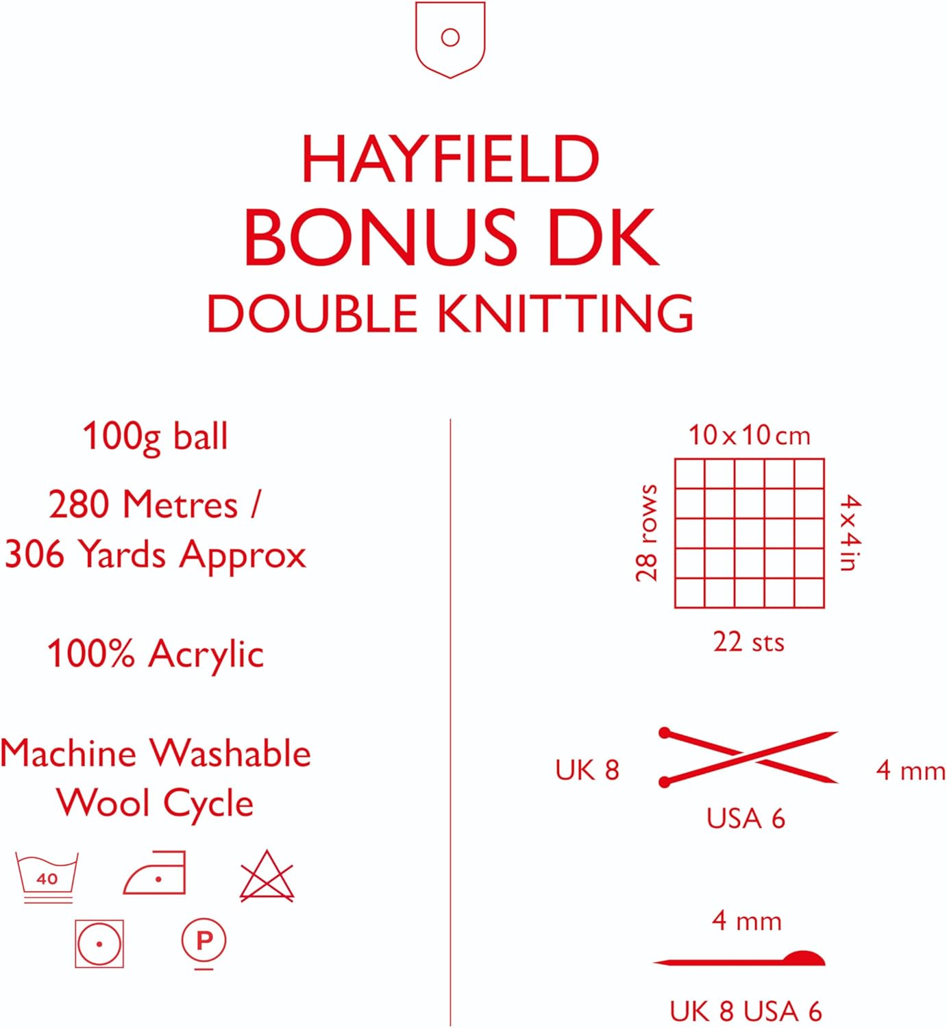 Sirdar Hayfield Bonus DK Double Knitting Yarn, White (961), 100g