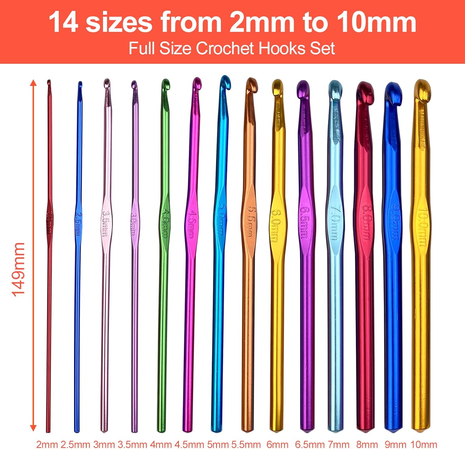 Gvolatee 14 Piece Crochet Hook Set Knitting Needles Colorful with Case