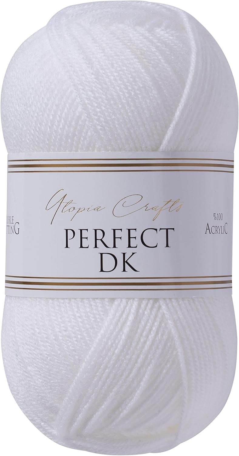 Utopia Crafts DK Double Knitting Yarn, 5x 100g, White