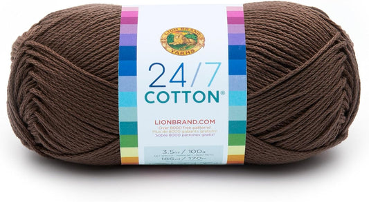 Lion Brand Yarn Cotton Yarn, 100 Percent Cotton, Coffee with Milk