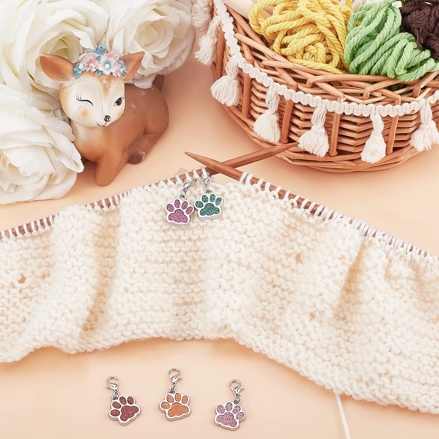 nbeads Stitch Marker, Enamel Alloy Crochet Stitch Marker Charms Removable