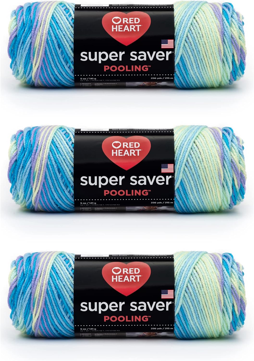 Red Heart Super Saver Yarn, 3 Pack, Stillwater