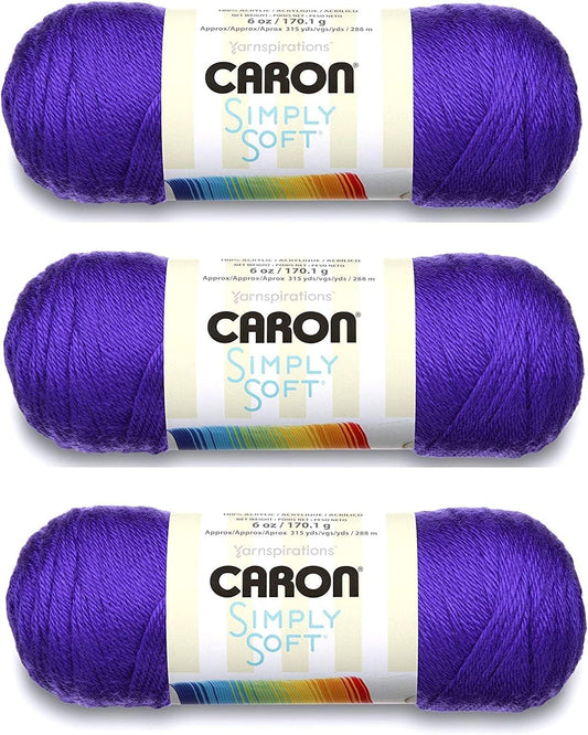 Caron Simply Soft Knitting Yarn, 3 Pieces