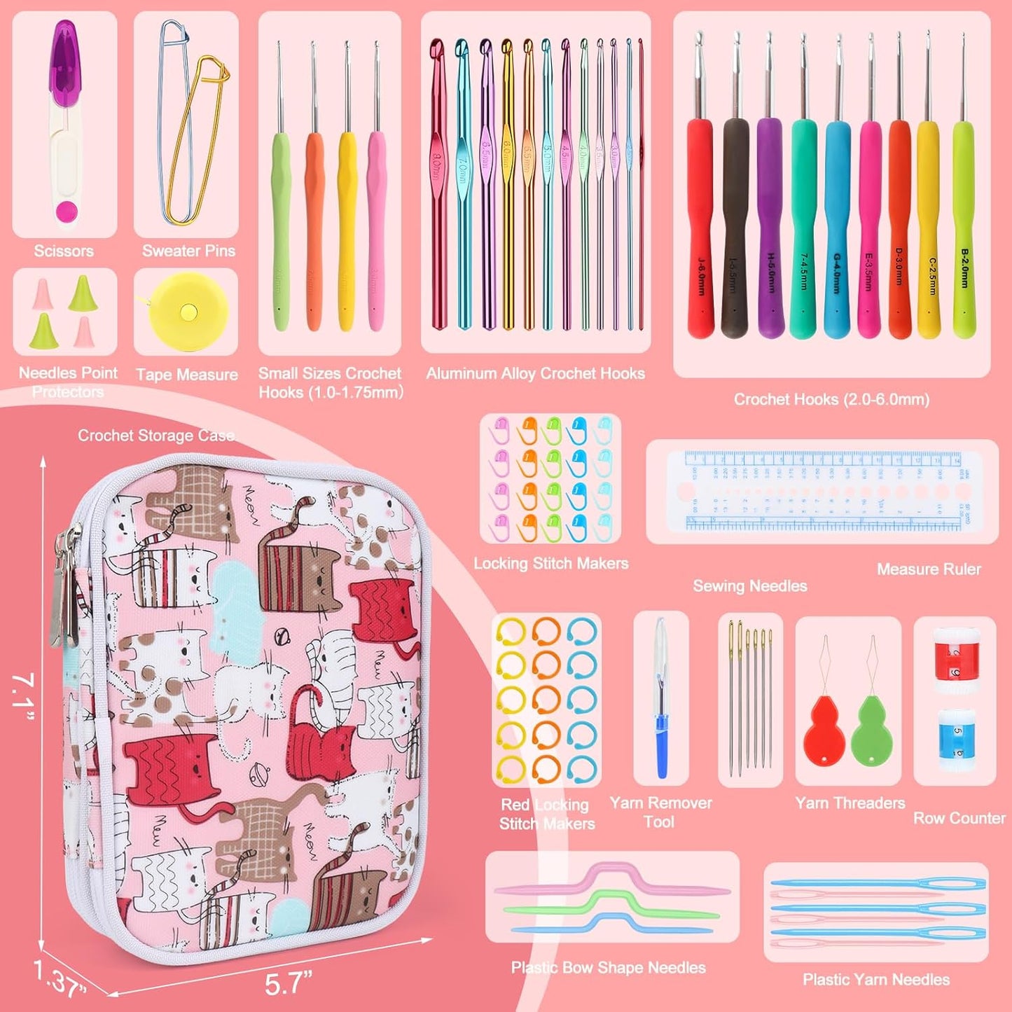 Katech Crochet Hooks Kit with Case, 99-Piece Crochet Hooks Set DIY Crochet Starter Kit