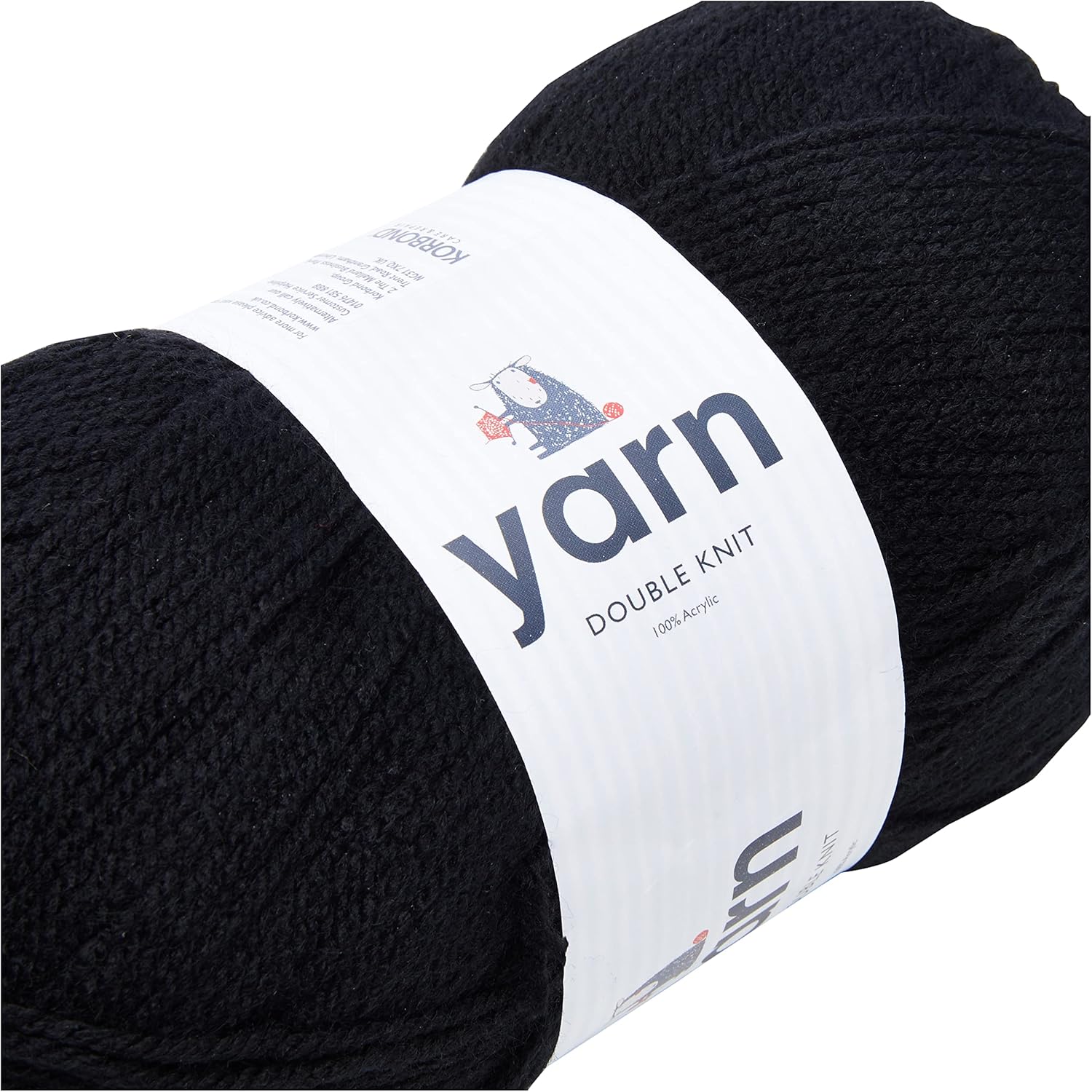 KORBOND DK Black Yarn - 100g Acrylic Wool - Lightweight Hypoallergenic Knitting Yarn