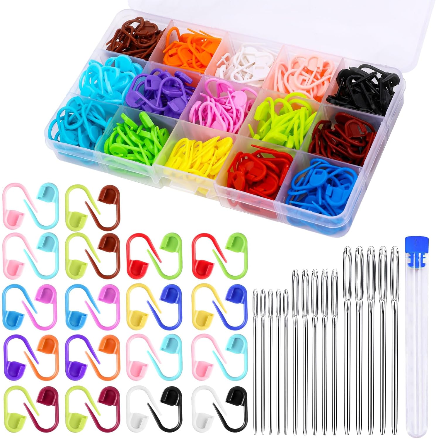 LUNARM 315 Pieces Stitch Markers, Colorful Stitch Locking Clip for Knitting and Crochet