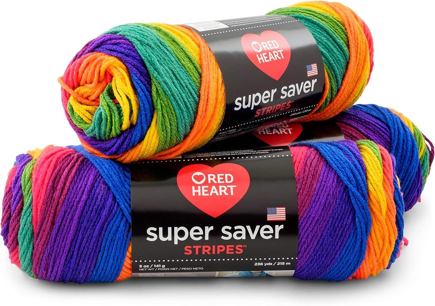 RED HEART Super Saver 3-Pack Yarn, Favorite Stripe